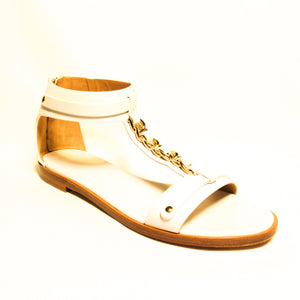 Salvatore Ferragamo Chained Leather Open Toe Sandals