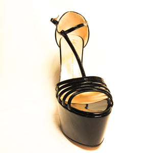 Giuseppe Zanotti Design Women's Black Patent Leather T-strap Platform Pumps