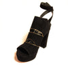 Stuart Weitzman Black Suede Slits Platform In Box Sandals